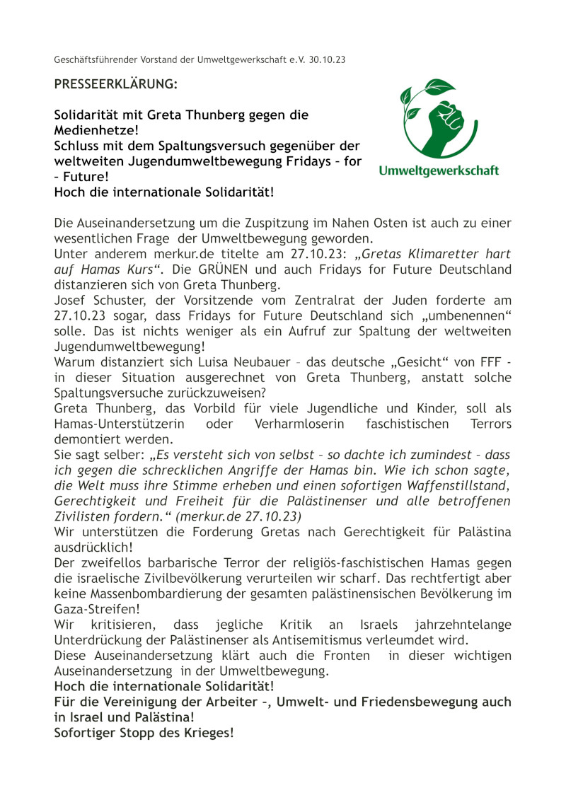 20231030 Soli Erklaerung Greta Thunberg 800