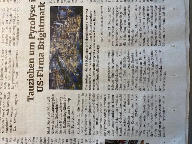 240919a Marler Zeitung Marl wird gegen GE klagen gg BP Norderweiterung