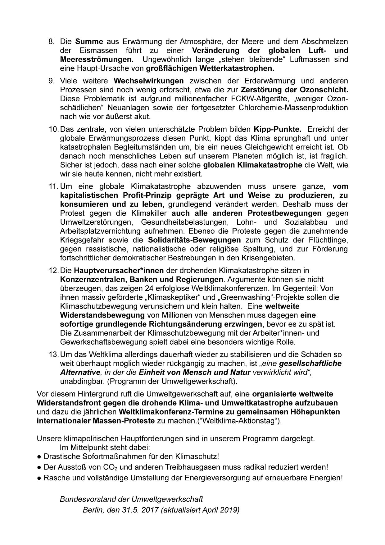 UG Klimapolitische Erklärung AKTUALISIERT 2019 S2