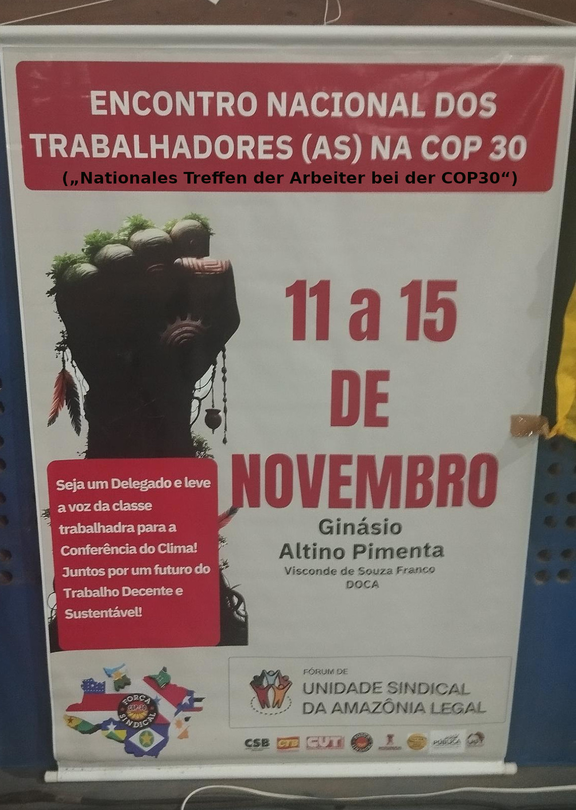 Plakat Belem Nationale Versammlung der Arbeiter bei COP30