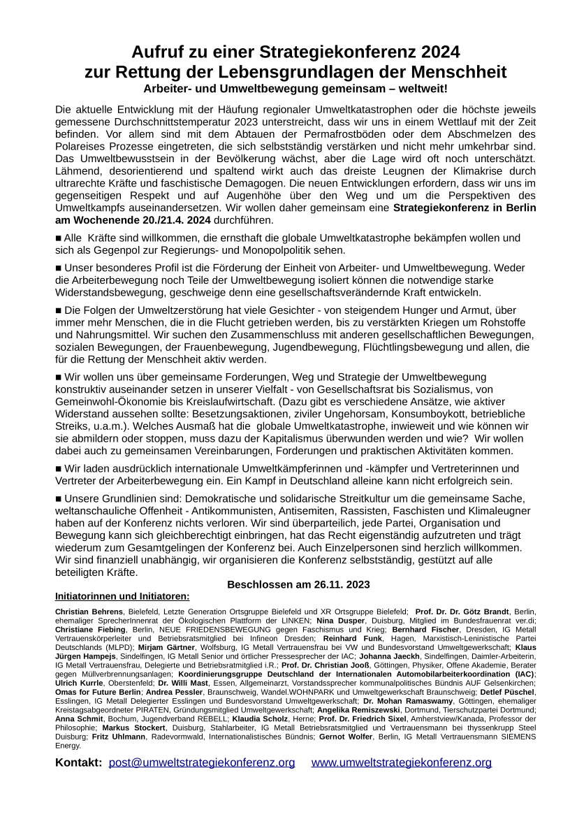 Aufruf Strategiekonferenz 2024 endend